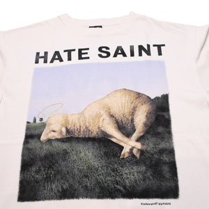 新品未使用 SAINT MICHAEL セントマイケル SAMPLE サンプル品 HATE SAINT 半袖Tシャツ サイズXL ホワイト 中古 4a002174