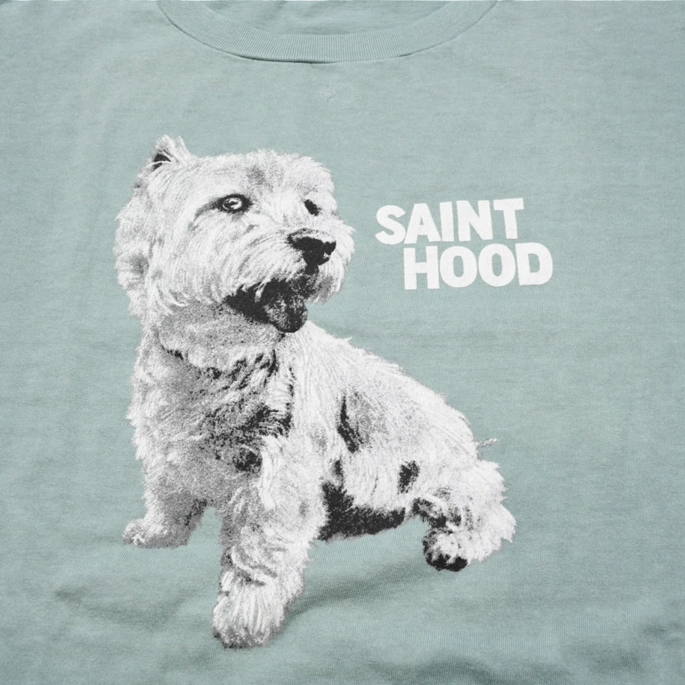 新品未使用 SAINT MICHAEL セントマイケル SAINT HOOD 半袖Tシャツ SAMPLE サンプル品 グリーン コットン サイズ表記なし 中古 4a002171