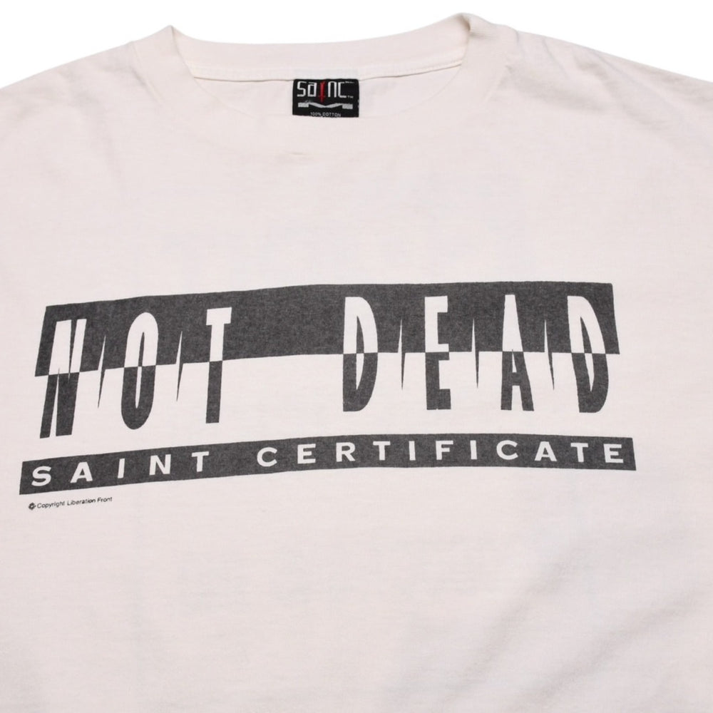 新品未使用 SAINT MICHAEL セントマイケル NOT DEAD SAINT CERTIFICATE 半袖Tシャツ サイズXL SAMPLE サンプル品 ホワイト 中古 4a002176