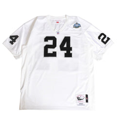 新品同様 Mitchell&Ness ミッチェルアンドネス オーセンティックユニフォーム オークランドレイダース チャールズウッドソン 2002年 スーパーボウル 背番号24 ホワイト ブラック 中古 4a002225