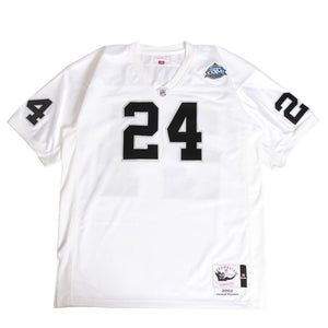 新品同様 Mitchell&Ness ミッチェルアンドネス オーセンティックユニフォーム オークランドレイダース チャールズウッドソン 2002年 スーパーボウル 背番号24 ホワイト ブラック 中古 4a002225