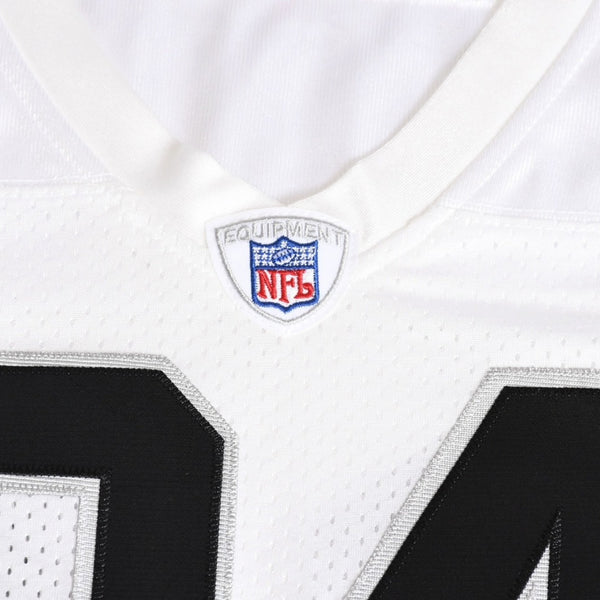新品同様 Mitchell&Ness ミッチェルアンドネス オーセンティックユニフォーム オークランドレイダース チャールズウッドソン 2002年 スーパーボウル 背番号24 ホワイト ブラック 中古 4a002225
