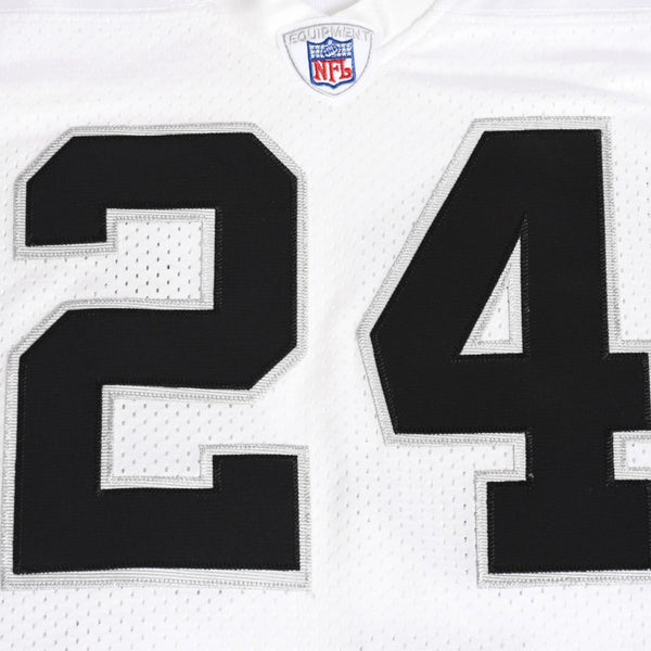 新品同様 Mitchell&Ness ミッチェルアンドネス オーセンティックユニフォーム オークランドレイダース チャールズウッドソン 2002年 スーパーボウル 背番号24 ホワイト ブラック 中古 4a002225
