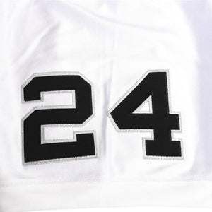 新品同様 Mitchell&Ness ミッチェルアンドネス オーセンティックユニフォーム オークランドレイダース チャールズウッドソン 2002年 スーパーボウル 背番号24 ホワイト ブラック 中古 4a002225