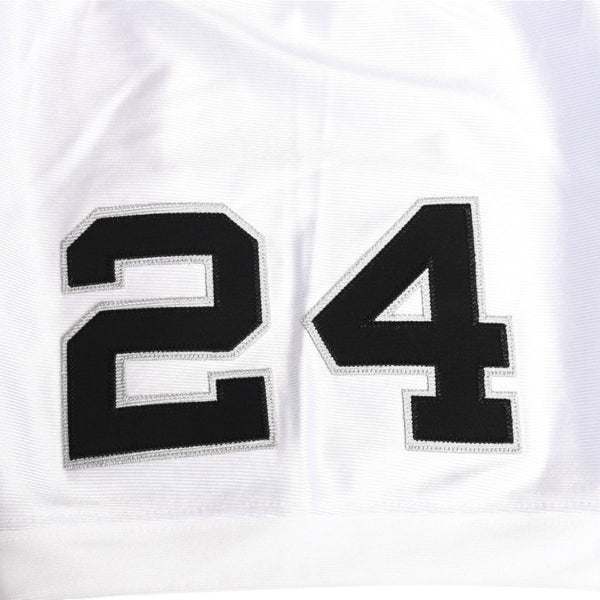 新品同様 Mitchell&Ness ミッチェルアンドネス オーセンティックユニフォーム オークランドレイダース チャールズウッドソン 2002年 スーパーボウル 背番号24 ホワイト ブラック 中古 4a002225