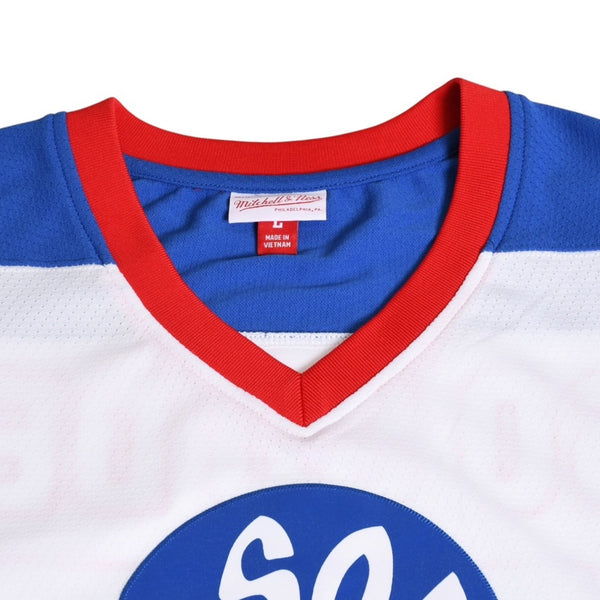 Very good condition Mitchell&Ness Mitchell &amp; Ness Hip Hop 50th Anniversary So So Def Recordings Collaboration Hockey Jersey, Size L, White &amp; Blue, Used, 4a002211