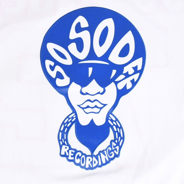Very good condition Mitchell&Ness Mitchell &amp; Ness Hip Hop 50th Anniversary So So Def Recordings Collaboration Hockey Jersey, Size L, White &amp; Blue, Used, 4a002211