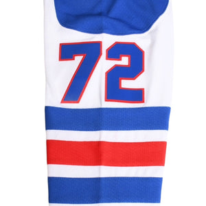Very good condition Mitchell&Ness Mitchell &amp; Ness Hip Hop 50th Anniversary So So Def Recordings Collaboration Hockey Jersey, Size L, White &amp; Blue, Used, 4a002211