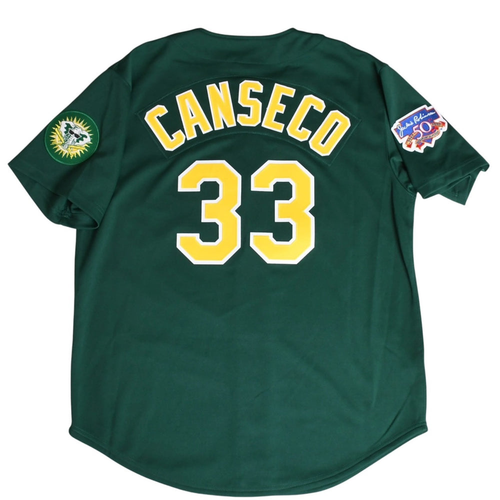 新品同様 Mitchell&Ness ミッチェルアンドネスベースボールジャージ オークランドアスレチックス 1997 ホセカンセコ グリーン イエロー XLサイズ 中古 4a002220