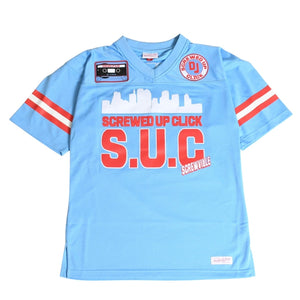 Like new Mitchell&Ness Mitchell &amp; Ness DJ Screw x Screwed UP Click Official Collaboration Football Jersey, Light Blue, Size M, 4a002212