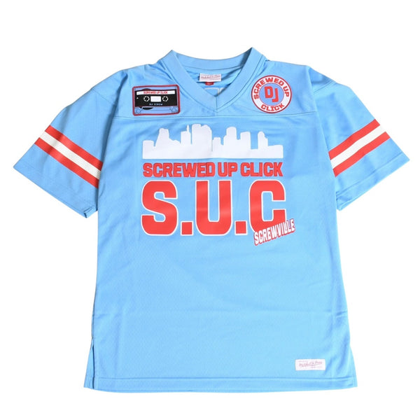 Like new Mitchell&Ness Mitchell &amp; Ness DJ Screw x Screwed UP Click Official Collaboration Football Jersey, Light Blue, Size M, 4a002212