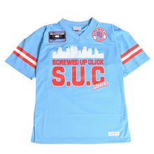 Load image into Gallery viewer, 新品同様品 Mitchell&amp;Ness ミッチェルアンドネス DJスクリュー DJ Screw×Screwed UP Click オフィシャルコラボレーションフットボールジャージ ライトブルー サイズM 4a002212