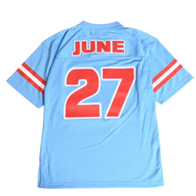 Load image into Gallery viewer, 新品同様品 Mitchell&amp;Ness ミッチェルアンドネス DJスクリュー DJ Screw×Screwed UP Click オフィシャルコラボレーションフットボールジャージ ライトブルー サイズM 4a002212