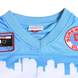 Like new Mitchell&Ness Mitchell &amp; Ness DJ Screw x Screwed UP Click Official Collaboration Football Jersey, Light Blue, Size M, 4a002212
