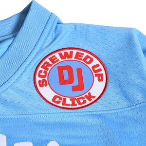 Like new Mitchell&Ness Mitchell &amp; Ness DJ Screw x Screwed UP Click Official Collaboration Football Jersey, Light Blue, Size M, 4a002212