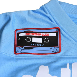 Like new Mitchell&Ness Mitchell &amp; Ness DJ Screw x Screwed UP Click Official Collaboration Football Jersey, Light Blue, Size M, 4a002212