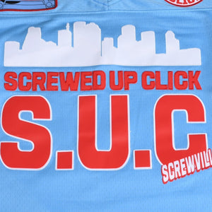 Like new Mitchell&Ness Mitchell &amp; Ness DJ Screw x Screwed UP Click Official Collaboration Football Jersey, Light Blue, Size M, 4a002212