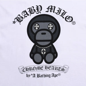 CHROME HEARTS × A BATHING APE CHROME HEARTS A BATHING APE Collaboration Limited T-shirt Baby Milo Vape Ape Head Horseshoe Plus Scroll Label XL Size Good Condition Used 4a004456