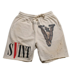 新品未使用 SAINT Mxxxxxxx セントマイケル SWEAT SHORTS VLONE VLONEコラボ エイサップバリ SM-S22-0000-071 ハーフパンツ ハーフショーツ ベージュ サイズなし サンプル品 中古 4a002244