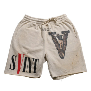 新品未使用 SAINT Mxxxxxxx セントマイケル SWEAT SHORTS VLONE VLONEコラボ エイサップバリ SM-S22-0000-071 ハーフパンツ ハーフショーツ ベージュ サイズなし サンプル品 中古 4a002244