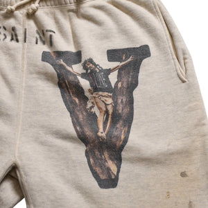 新品未使用 SAINT Mxxxxxxx セントマイケル SWEAT SHORTS VLONE VLONEコラボ エイサップバリ SM-S22-0000-071 ハーフパンツ ハーフショーツ ベージュ サイズなし サンプル品 中古 4a002244