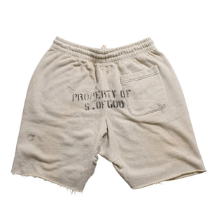 新品未使用 SAINT Mxxxxxxx セントマイケル SWEAT SHORTS VLONE VLONEコラボ エイサップバリ SM-S22-0000-071 ハーフパンツ ハーフショーツ ベージュ サイズなし サンプル品 中古 4a002244