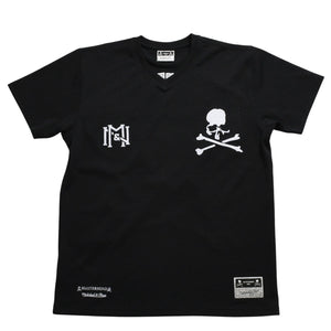 新品同様 Mitchell&Ness ミッチェルアンドネス × マスターマインドワールド バッティングプラクティス メッシュTシャツ スカル クロスボーン M&Nロゴ Lサイズ 中古 4a002264