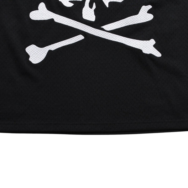 新品同様 Mitchell&Ness ミッチェルアンドネス × マスターマインドワールド バッティングプラクティス メッシュTシャツ スカル クロスボーン M&Nロゴ Lサイズ 中古 4a002264