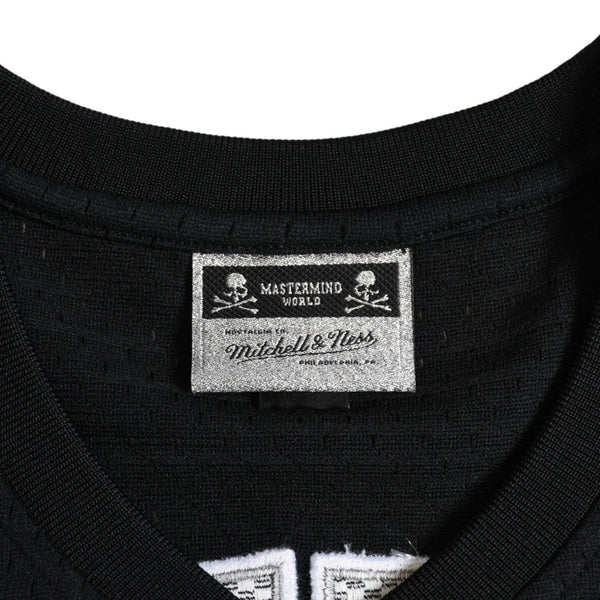 新品同様 Mitchell&Ness ミッチェルアンドネス × マスターマインドワールド バッティングプラクティス メッシュTシャツ スカル クロスボーン M&Nロゴ Lサイズ 中古 4a002264