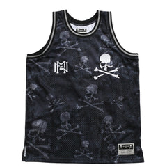 新品同様 Mitchell&Ness ミッチェルアンドネス × マスターマインドワールド コラボレーション ワールドプリントタンクトップ ノースリーブ スカル ボーン カモフラージュ Lサイズ 中古 4a002235