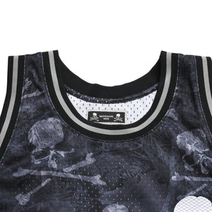新品同様 Mitchell&Ness ミッチェルアンドネス × マスターマインドワールド コラボレーション ワールドプリントタンクトップ ノースリーブ スカル ボーン カモフラージュ Lサイズ 中古 4a002235