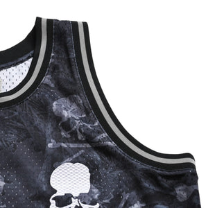 新品同様 Mitchell&Ness ミッチェルアンドネス × マスターマインドワールド コラボレーション ワールドプリントタンクトップ ノースリーブ スカル ボーン カモフラージュ Lサイズ 中古 4a002235