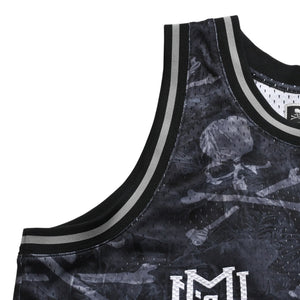 新品同様 Mitchell&Ness ミッチェルアンドネス × マスターマインドワールド コラボレーション ワールドプリントタンクトップ ノースリーブ スカル ボーン カモフラージュ Lサイズ 中古 4a002235