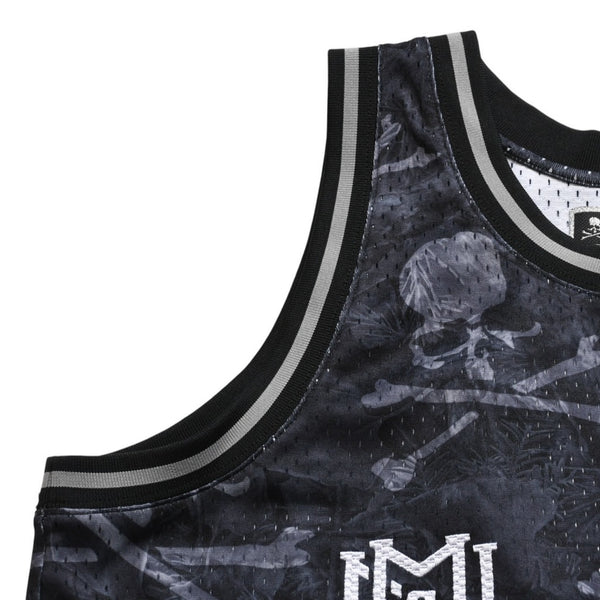 新品同様 Mitchell&Ness ミッチェルアンドネス × マスターマインドワールド コラボレーション ワールドプリントタンクトップ ノースリーブ スカル ボーン カモフラージュ Lサイズ 中古 4a002235