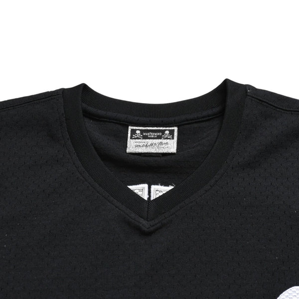 新品同様 Mitchell&Ness ミッチェルアンドネス × マスターマインドワールド バッティングプラクティス メッシュTシャツ スカル クロスボーン M&Nロゴ Lサイズ 中古 4a002264