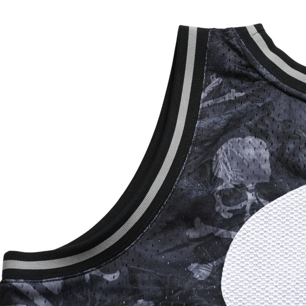 新品同様 Mitchell&Ness ミッチェルアンドネス × マスターマインドワールド コラボレーション ワールドプリントタンクトップ ノースリーブ スカル ボーン カモフラージュ Lサイズ 中古 4a002235