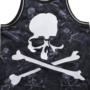 新品同様 Mitchell&Ness ミッチェルアンドネス × マスターマインドワールド コラボレーション ワールドプリントタンクトップ ノースリーブ スカル ボーン カモフラージュ Lサイズ 中古 4a002235