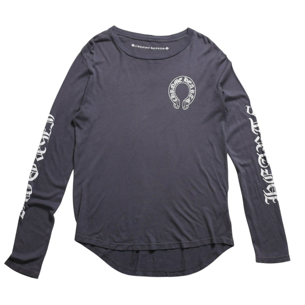 CHROME HEARTS Long sleeve cut and sew Gray Horseshoe logo Scroll label logo Size S Good condition Used 4a003994