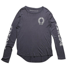 CHROME HEARTS Long sleeve cut and sew Gray Horseshoe logo Scroll label logo Size S Good condition Used 4a003994