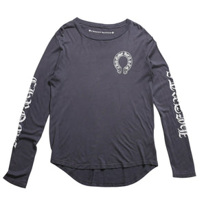 CHROME HEARTS Long sleeve cut and sew Gray Horseshoe logo Scroll label logo Size S Good condition Used 4a003994