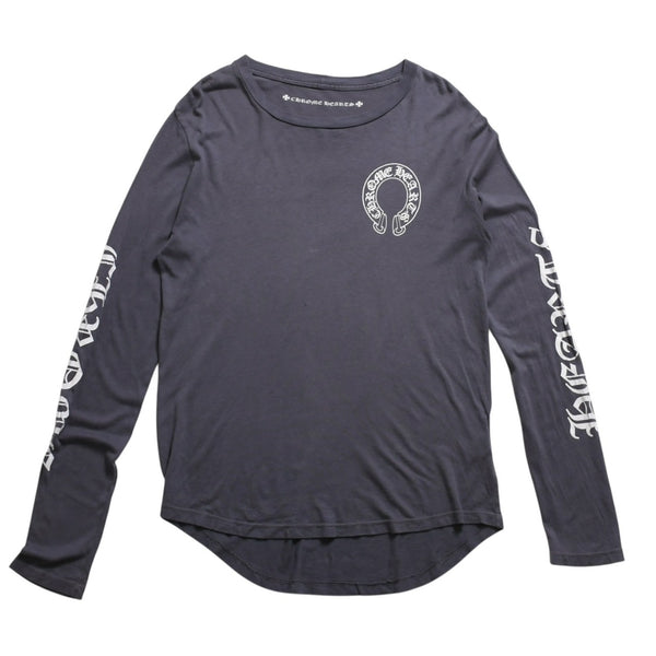 CHROME HEARTS Long sleeve cut and sew Gray Horseshoe logo Scroll label logo Size S Good condition Used 4a003994