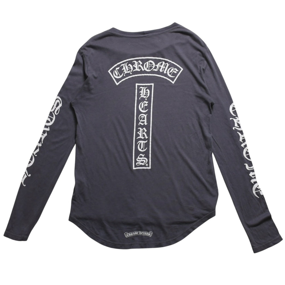 CHROME HEARTS Long sleeve cut and sew Gray Horseshoe logo Scroll label logo Size S Good condition Used 4a003994