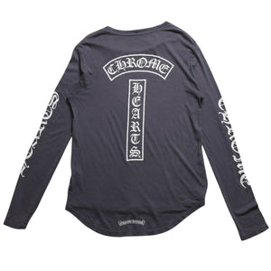 CHROME HEARTS Long sleeve cut and sew Gray Horseshoe logo Scroll label logo Size S Good condition Used 4a003994