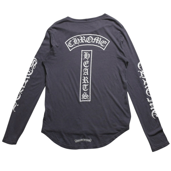 CHROME HEARTS Long sleeve cut and sew Gray Horseshoe logo Scroll label logo Size S Good condition Used 4a003994