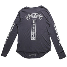 画像をギャラリービューアに読み込む, CHROME HEARTS クロムハーツ ロングスリーブカットソー グレー ホースシューロゴ スクロールラベルロゴ サイズS 美品 中古 4a003994