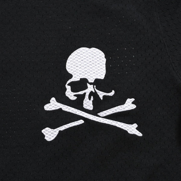 新品同様 Mitchell&Ness ミッチェルアンドネス × マスターマインドワールド バッティングプラクティス メッシュTシャツ スカル クロスボーン M&Nロゴ Lサイズ 中古 4a002264
