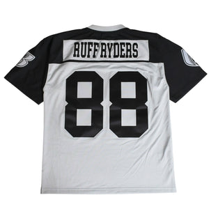 新品同様 Mitchell&Ness ミッチェルアンドネス 50th Anniversary of Hip-Hop Ruff Rydersフットボールジャージ ラフライダース ブラック グレー XLサイズ 中古 4a002267