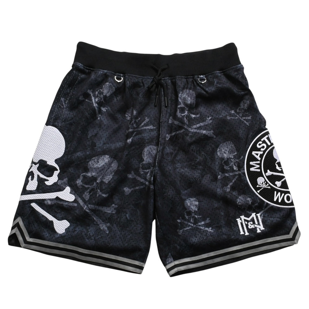 Like new Mitchell&Ness Mitchell &amp; Ness x mastermind world collaboration printed shorts, half pants, shorts, skull and bone camouflage, size L, used, 4a002260