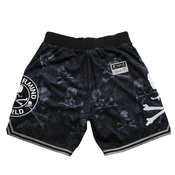 Like new Mitchell&Ness Mitchell &amp; Ness x mastermind world collaboration printed shorts, half pants, shorts, skull and bone camouflage, size L, used, 4a002260
