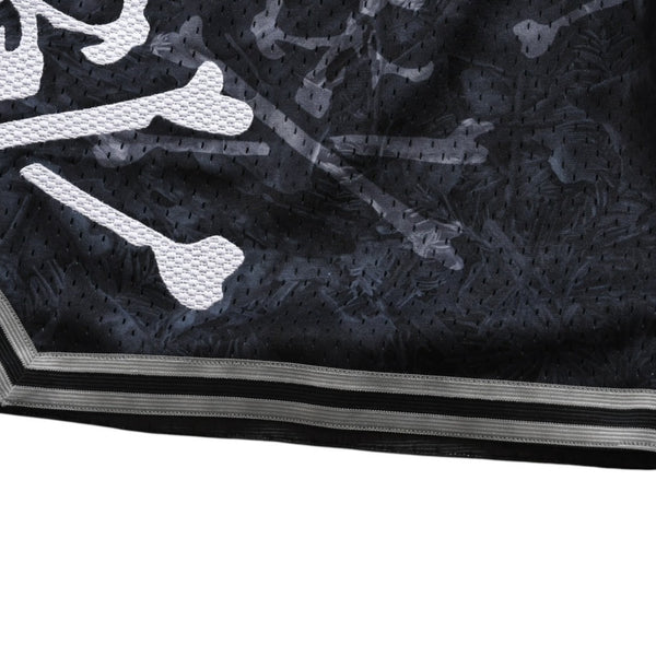 Like new Mitchell&Ness Mitchell &amp; Ness x mastermind world collaboration printed shorts, half pants, shorts, skull and bone camouflage, size L, used, 4a002260